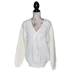 Vintage S oversized cable knit fisherman sweater‎